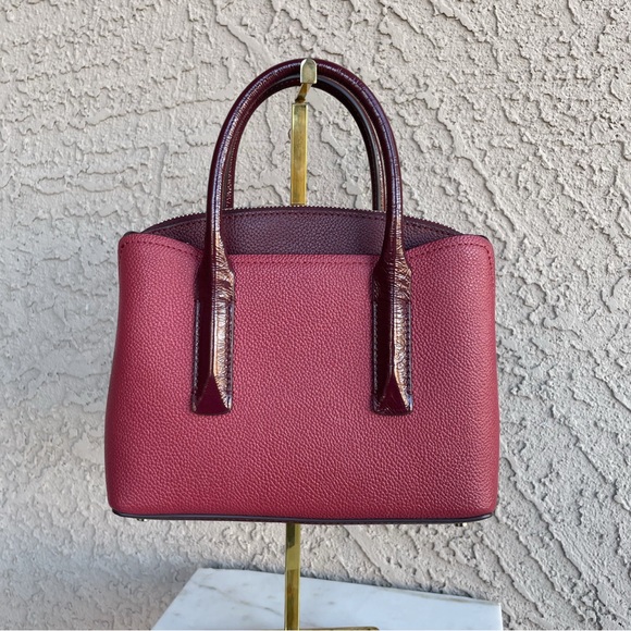 KATE SPADE Pink & Burgundy Leopard Calf Hair Leather Mini Satchel Crossbody Bag - Picture 8 of 17